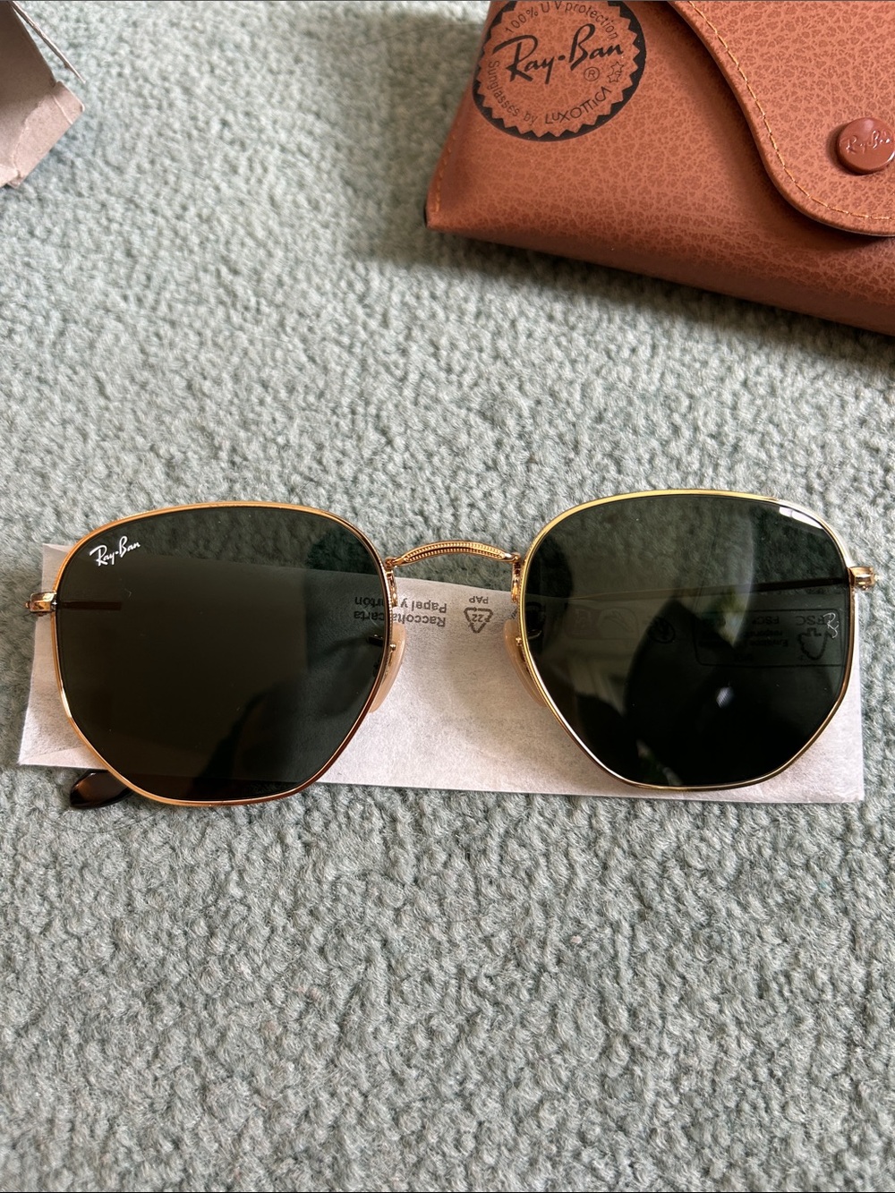 Ray-Ban 3548N | NEVER worn original package ✨❤️ golden frame + green lens - Picture 2 of 9